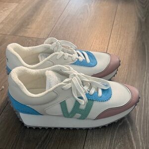 Vintage Havana Women's Sneakers in White, Blue, and Green with Pink Accents